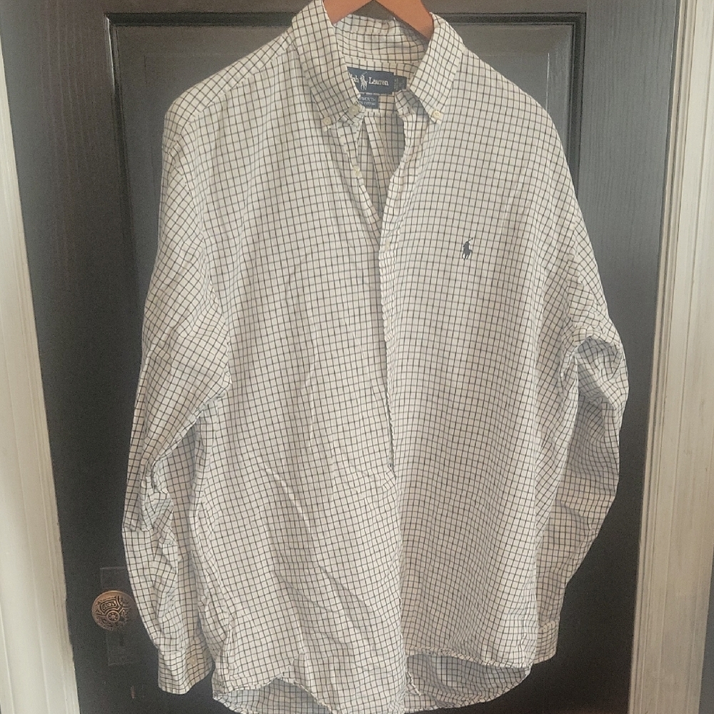 Ralph Lauren Men's White Checkered Shirt